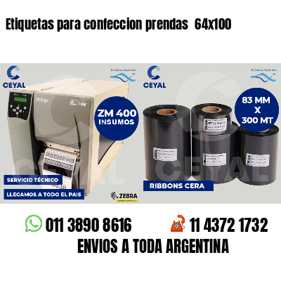 Etiquetas para confeccion prendas 64x100