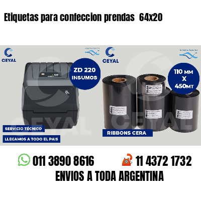 Etiquetas para confeccion prendas  64x20
