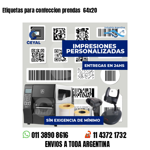 Etiquetas para confeccion prendas  64x20