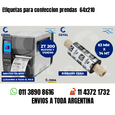 Etiquetas para confeccion prendas  64x210