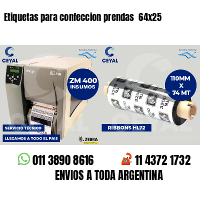 Etiquetas para confeccion prendas  64x25