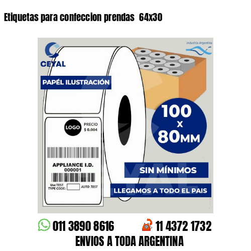 Etiquetas para confeccion prendas  64×30