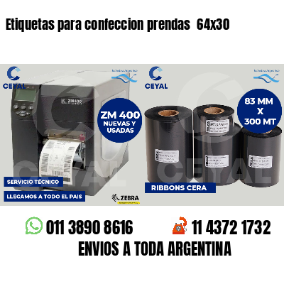 Etiquetas para confeccion prendas 64x30
