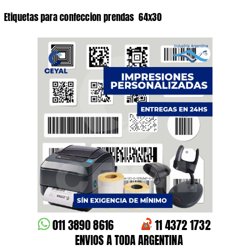 Etiquetas para confeccion prendas 64x30
