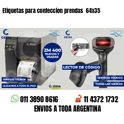 Etiquetas para confeccion prendas 64x35