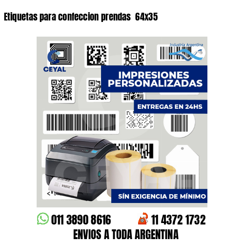 Etiquetas para confeccion prendas 64x35