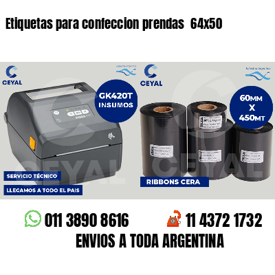 Etiquetas para confeccion prendas 64x50