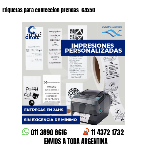Etiquetas para confeccion prendas 64x50