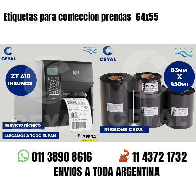Etiquetas para confeccion prendas 64x55