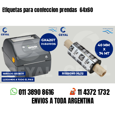 Etiquetas para confeccion prendas  64x60
