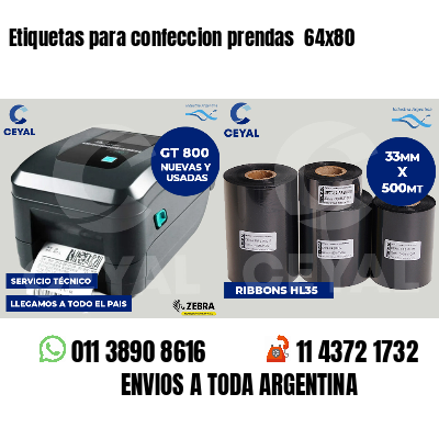 Etiquetas para confeccion prendas 64x80