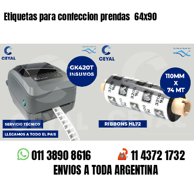 Etiquetas para confeccion prendas 64x90