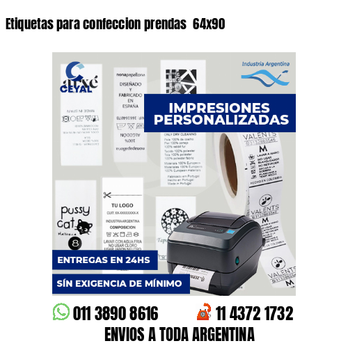 Etiquetas para confeccion prendas 64x90