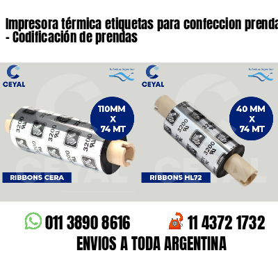 Impresora térmica etiquetas para confeccion prendas   - Codificación de prendas