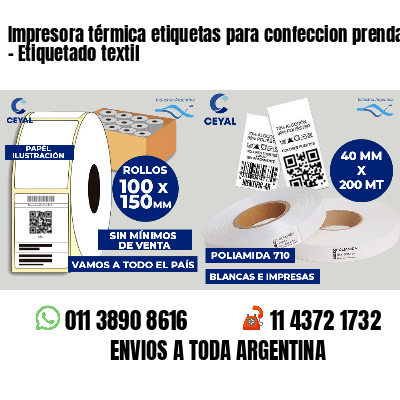 Impresora térmica etiquetas para confeccion prendas - Etiquetado textil