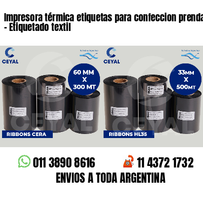 Impresora térmica etiquetas para confeccion prendas - Etiquetado textil