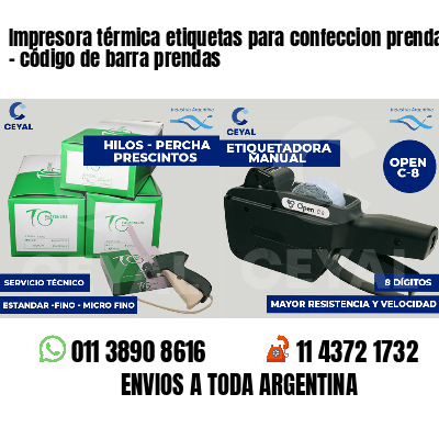 Impresora térmica etiquetas para confeccion prendas   - código de barra prendas