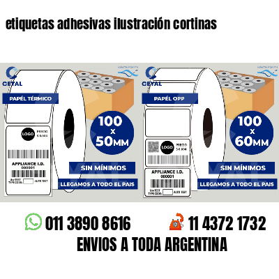 etiquetas adhesivas ilustración cortinas