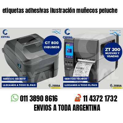etiquetas adhesivas ilustración muñecos peluche