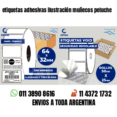 etiquetas adhesivas ilustración muñecos peluche