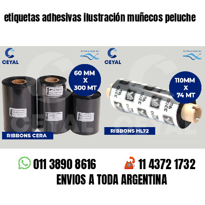 etiquetas adhesivas ilustración muñecos peluche