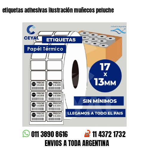 etiquetas adhesivas ilustración muñecos peluche