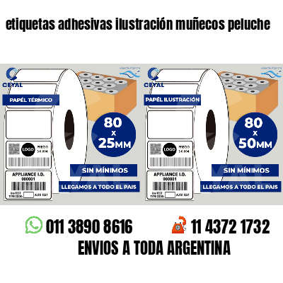 etiquetas adhesivas ilustración muñecos peluche