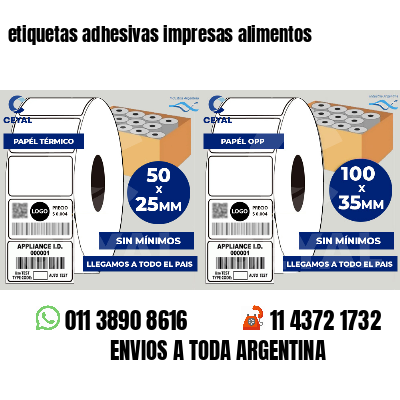 etiquetas adhesivas impresas alimentos
