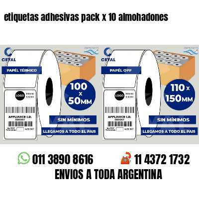 etiquetas adhesivas pack x 10 almohadones
