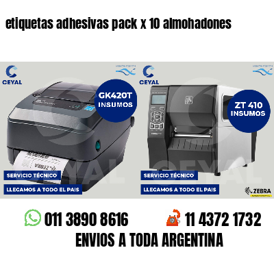 etiquetas adhesivas pack x 10 almohadones