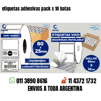 etiquetas adhesivas pack x 10 batas