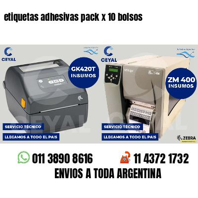 etiquetas adhesivas pack x 10 bolsos