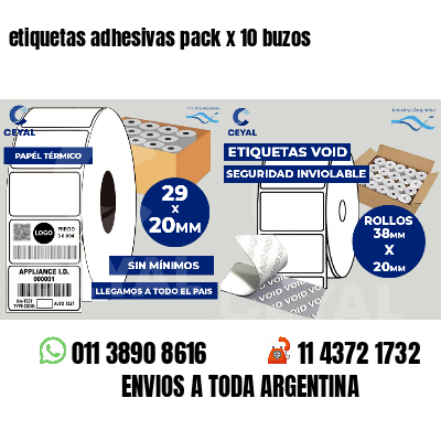 etiquetas adhesivas pack x 10 buzos