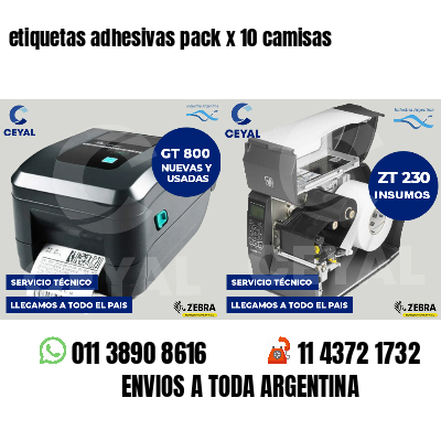 etiquetas adhesivas pack x 10 camisas