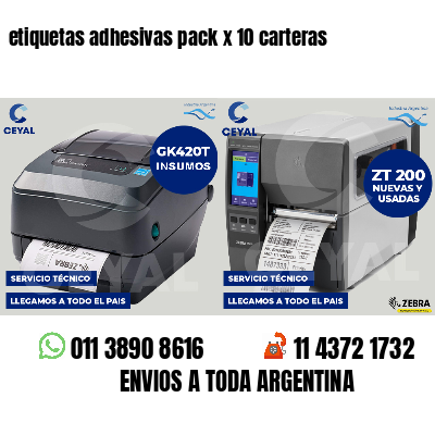 etiquetas adhesivas pack x 10 carteras