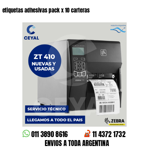etiquetas adhesivas pack x 10 carteras