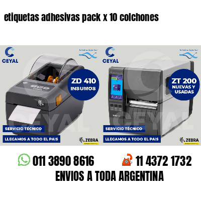 etiquetas adhesivas pack x 10 colchones