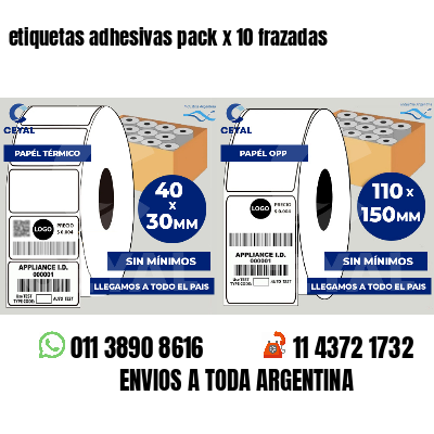 etiquetas adhesivas pack x 10 frazadas