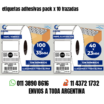 etiquetas adhesivas pack x 10 frazadas