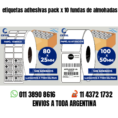 etiquetas adhesivas pack x 10 fundas de almohadas