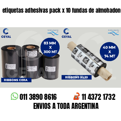 etiquetas adhesivas pack x 10 fundas de almohadones