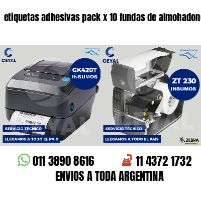 etiquetas adhesivas pack x 10 fundas de almohadones