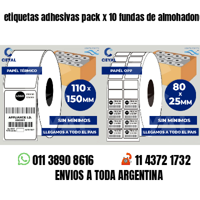 etiquetas adhesivas pack x 10 fundas de almohadones