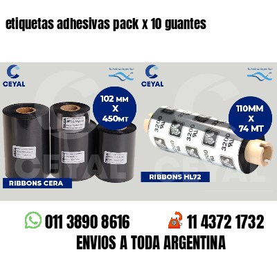 etiquetas adhesivas pack x 10 guantes
