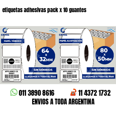 etiquetas adhesivas pack x 10 guantes