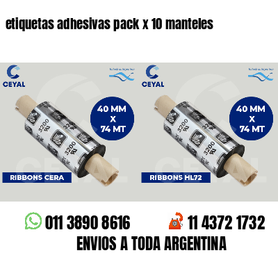 etiquetas adhesivas pack x 10 manteles