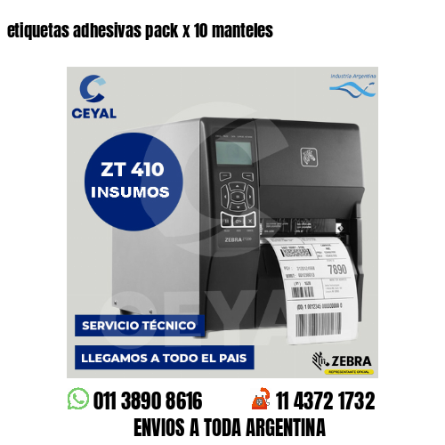 etiquetas adhesivas pack x 10 manteles