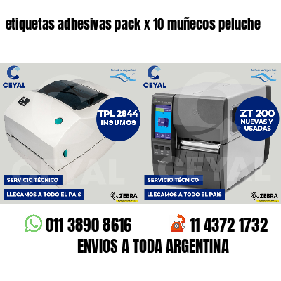 etiquetas adhesivas pack x 10 muñecos peluche