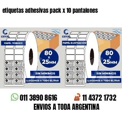 etiquetas adhesivas pack x 10 pantalones