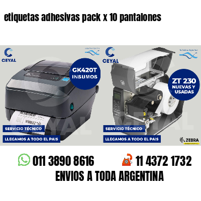 etiquetas adhesivas pack x 10 pantalones